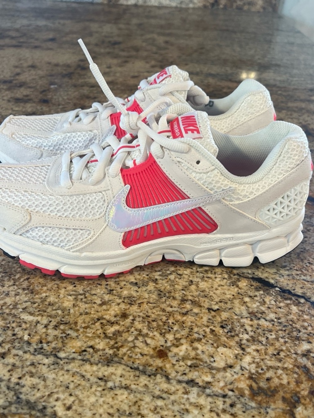 Nike Kids White Sneakers with Pink Accents